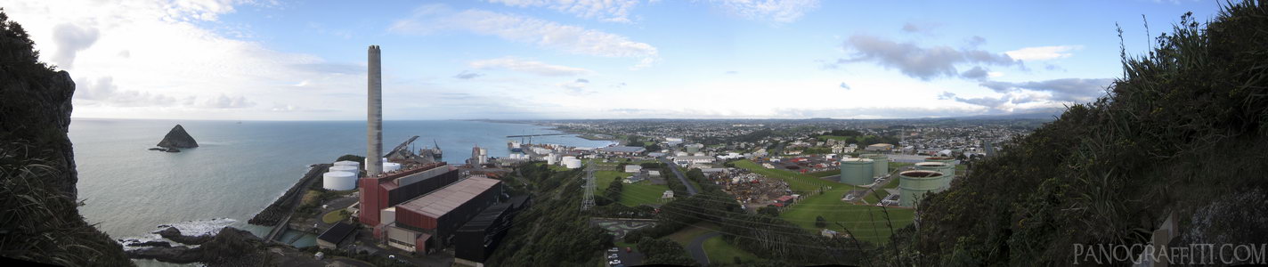 East From Paritutu Rock - A view of New Plymouth from half way up Paritutu Rock