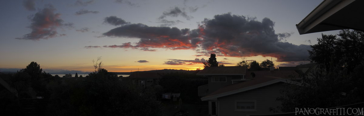 Sunset from Williams Street - My flat in Taupo offered me a panoramic view from my bedroom window