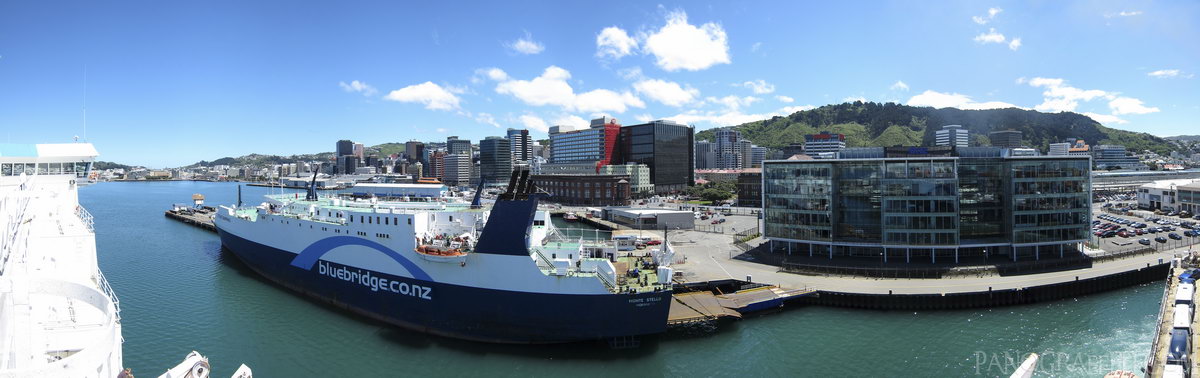 BlueBridge Ferry in Wellington - The Monte Stello is the smaller of the two BlueBridge ferries that are used to cross the Cook Straight to the South Island