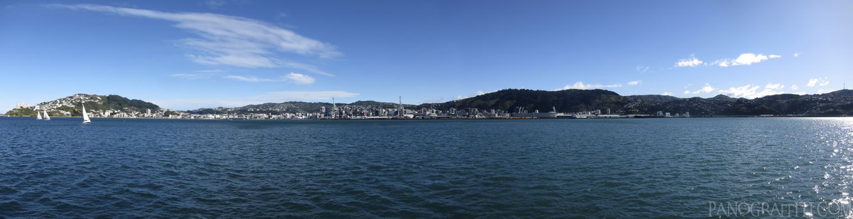 Wellington Waterfront and Sailboats - Wellington CBD from the harbour on the ferry to Somes Island