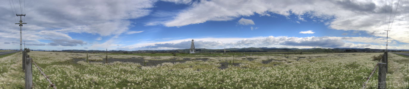 Roadside Field Near Napier in HDR - A small tower stands in a field along the Napier coast