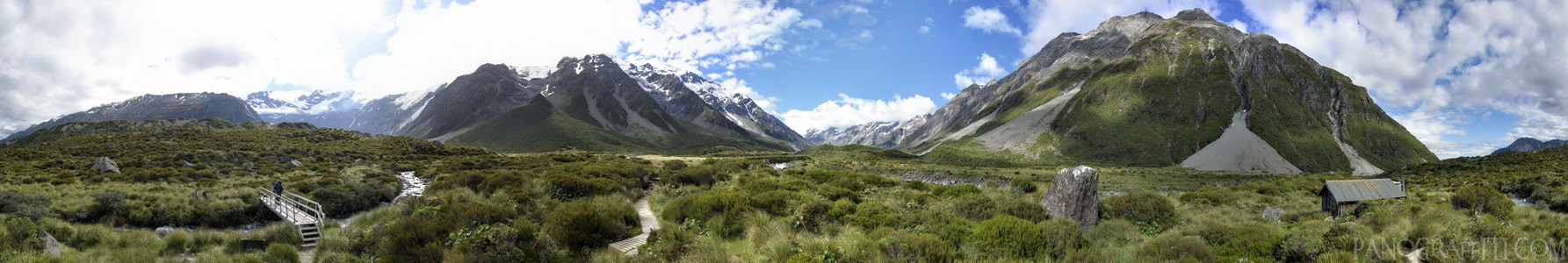 Mount Cook Centered in Hooker Valley 360 - Stitched Panorama