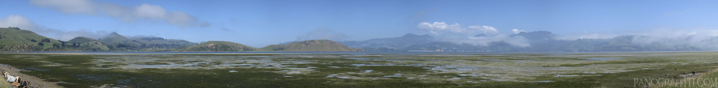 Marshy Portobello Bay on the Otago Peninsula - Stitched Panorama