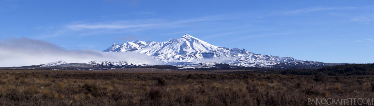 East Face of Mt Ruapehu - Looking west towards Mount Ruapehu from the Desert Road