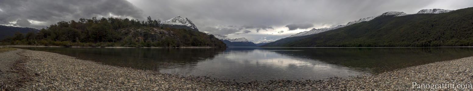 Lago Roca in Tierra del Fuego National Park - A pebble beach leads into the Roca Lake in the Tierra del Fuego National Park