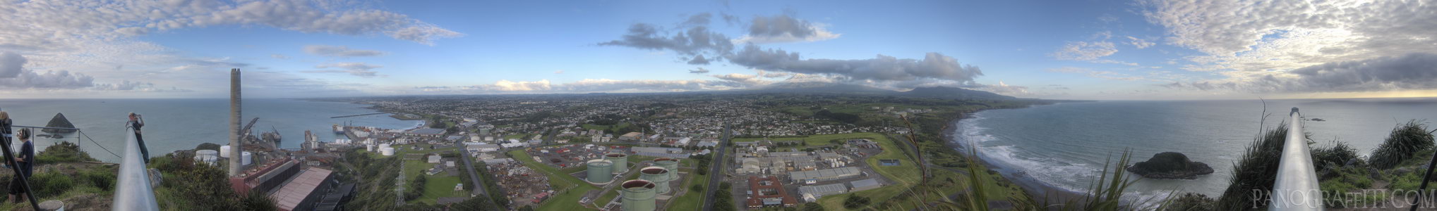 South View from Paritutu Rock in HDR - Paritutu Rock is in the Eastend Reserve and offers a 360 degree view of New Plymouth