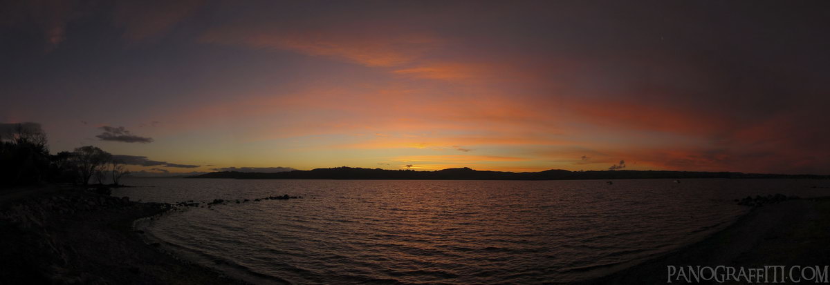 Pink Sky over Lake Taupo - The sky turned into a beautiful array of colors just as dusk was setting in over Lake Taupo