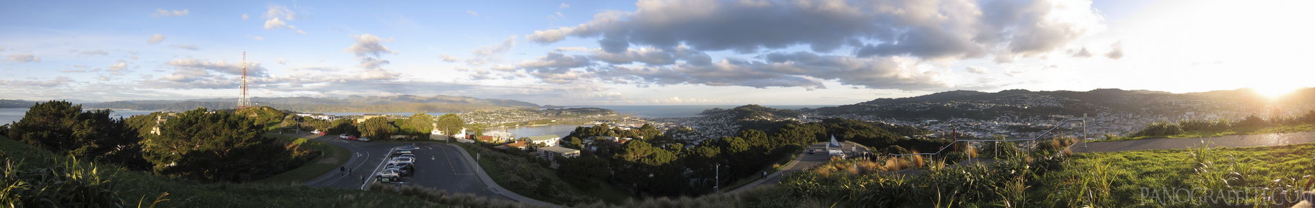 South View from Mount Victoria - 180 degree view of the south coast of Wellington from the top of Mount Victoria
