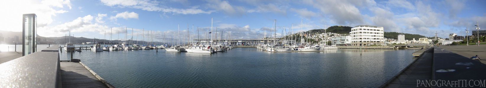 Wellington Harbor From Waitangi Park - Boats at dock near Waitangi Park