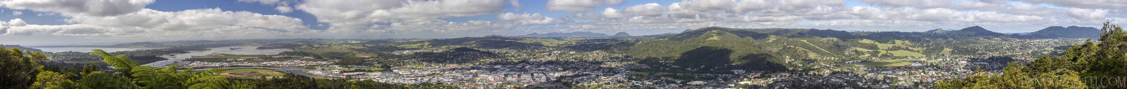 Whangarei from Mt Parihaka Lookout - A long hike or a short drive up to a nice view of Whangarei