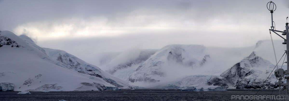 Neko Harbor Glacier - Another large and active glacier winds its way down a slope into the sea