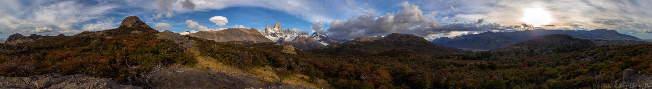 Fitz Roy Mirador 360 - A 360 degree view of the beautiful autumn colors surrounding the Fitz Roy peaks