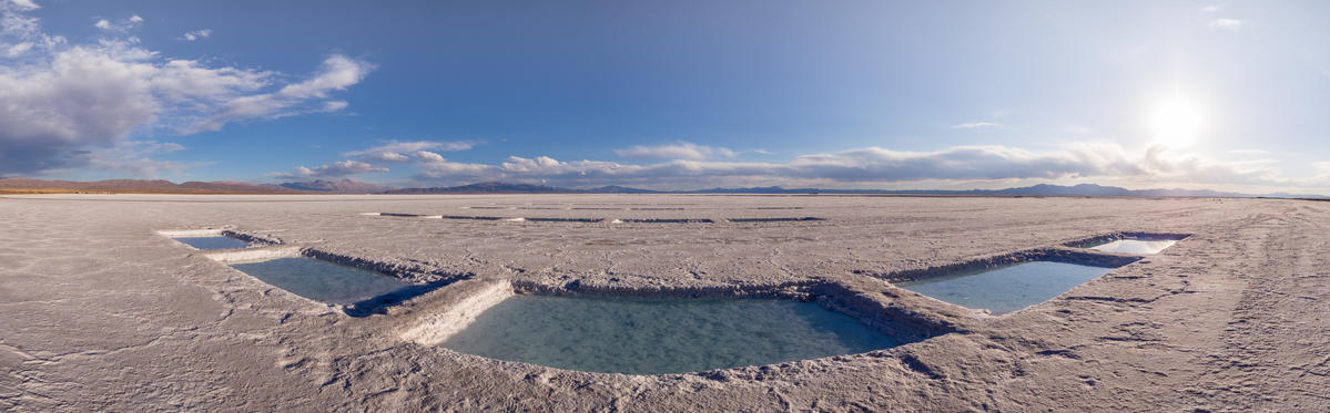 Water on the Salinas Grandes - Pools of rainwater set into the stark white landscape of the Salinas Grandes
