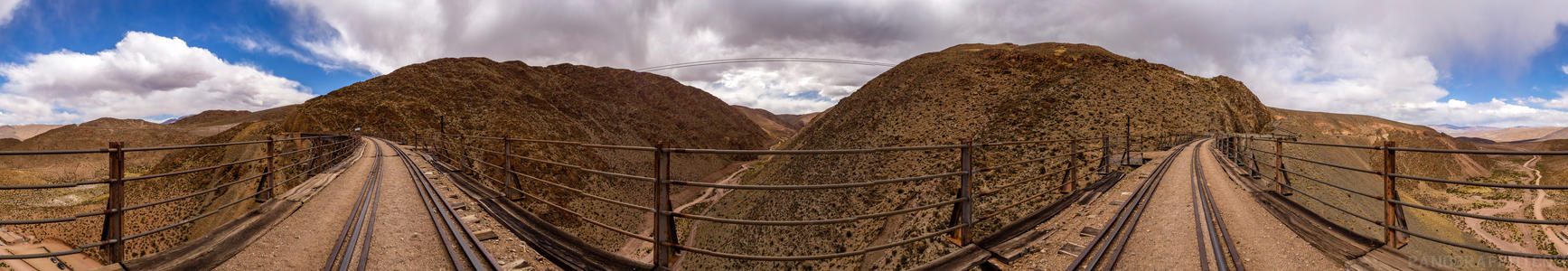 At the Center of Viaducto la Polvorilla - A full 360 degree view from the center of the train bridge at the end of the Train into the Clouds