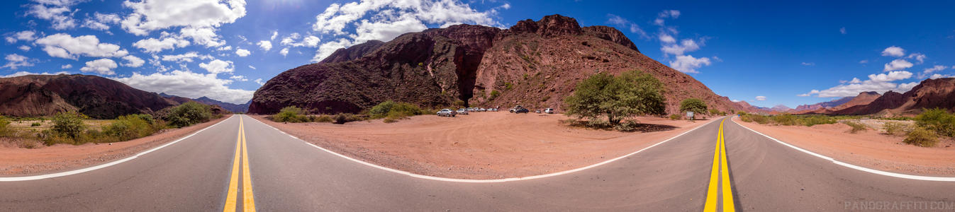 Garganta del Diablo Roadside - 360 degree view from the middle of Ruta 68 in front of Garganta del Diablo